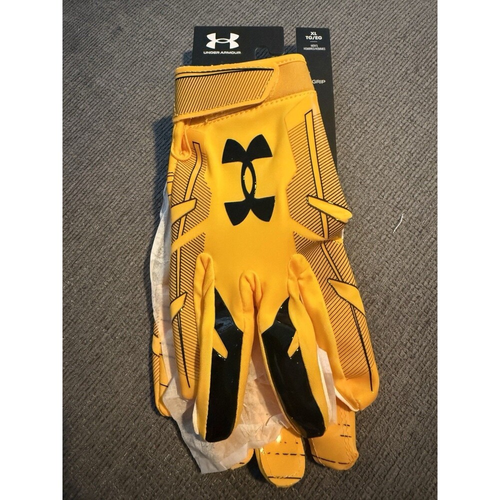 Under Armour UA F8 Football Gloves XL Yellow Black GlueGrip Skill Player New